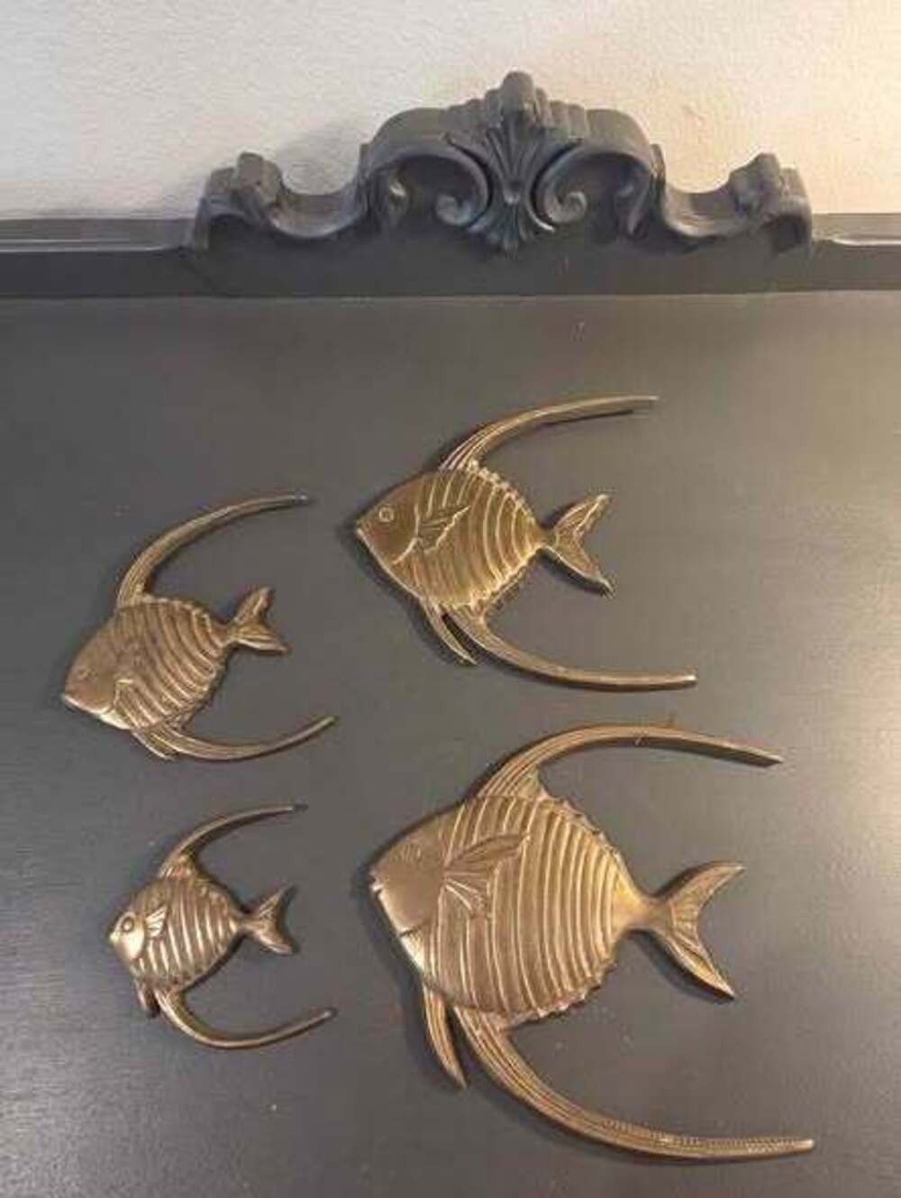Vintage Brass Angelfish Wall Decor - Set of 4